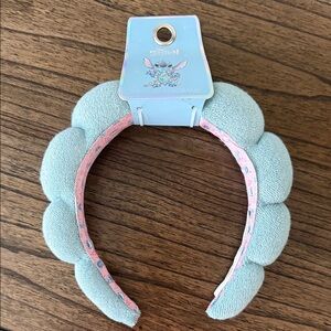 stitch blue and Pink puffy spa Headband